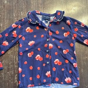 Blue and Red Floral Kids Shirt by Oscar de la Renta
